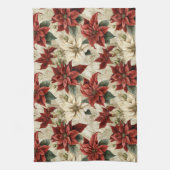 Holiday Floral Towel Classic Red Poinsettia Art Theedoek (Verticaal)