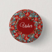 Holiday Floral Volunteer Usher Ronde Button 3,2 Cm (Voorkant)