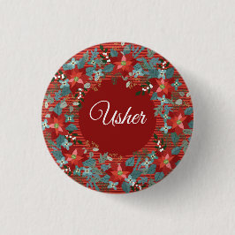 Holiday Floral Volunteer Usher Ronde Button 3,2 Cm