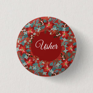 Holiday Floral Volunteer Usher Ronde Button 3,2 Cm
