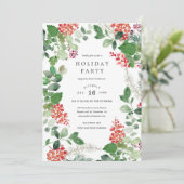 Holiday Florals Christmas Party Invitation Kaart (Staand voorkant)