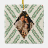 Holiday Foliage Quadrant Ivory and Green Keramisch Ornament (Voorkant)