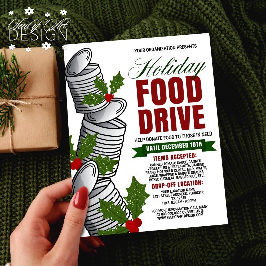 Holiday Food Drive Ingeblikt Voedsel Mistletoe Cha Flyer
