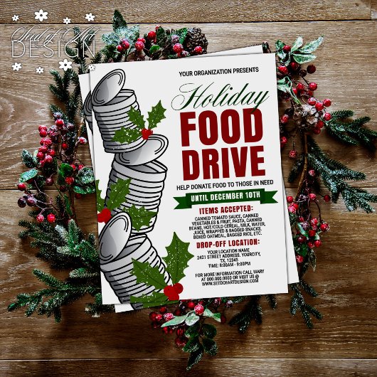 Holiday Food Drive Ingeblikt Voedsel Mistletoe Cha Flyer