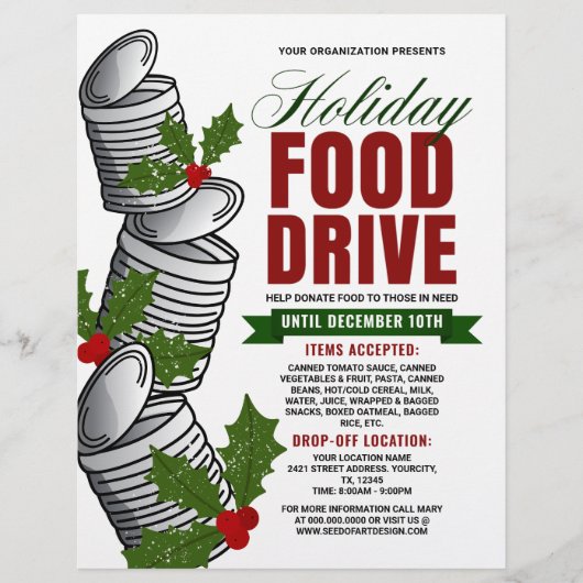 Holiday Food Drive Ingeblikt Voedsel Mistletoe Cha Flyer (Voorkant)