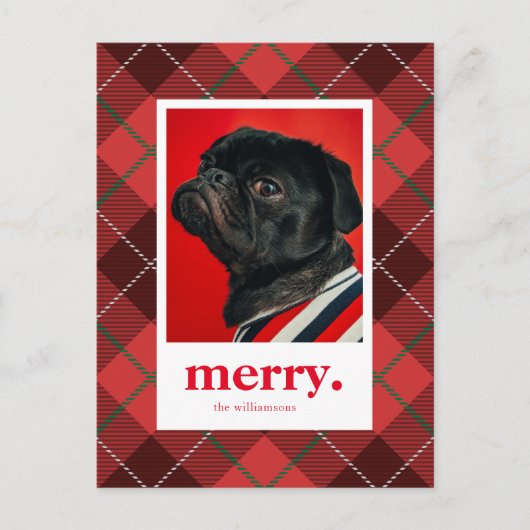 HOLIDAY FOTO CHRISTMAS | Merry Red Pset Briefkaart (Voorkant)