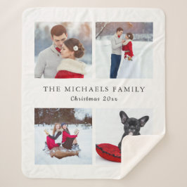 Holiday Foto Collage Voeg kersttitel toe Sherpa Deken