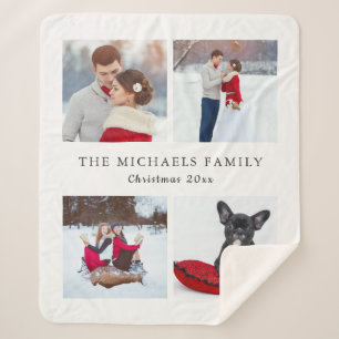 Holiday Foto Collage Voeg kersttitel toe Sherpa Deken