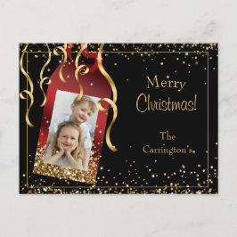 Holiday Foto Gold Glitter-script kerst Briefkaart