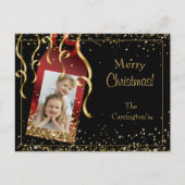 Holiday Foto Gold Glitter-script kerst Briefkaart (Voorkant)