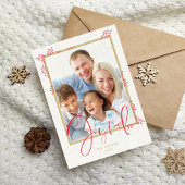 HOLIDAY FOTO stijlvol botanisch rood goud fijn Feestdagenkaart