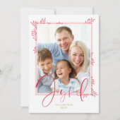 HOLIDAY FOTO stijlvol botanisch rood roze joyachti Feestdagenkaart (Voorkant)