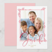 HOLIDAY FOTO stijlvol botanisch rood roze joyachti Feestdagenkaart (Voorkant / Achterkant)