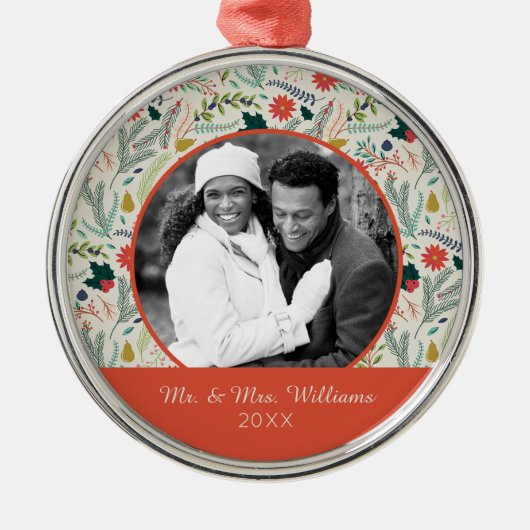 Holiday Foto | Vaste kerstfeestdagen Metalen Ornament (Voorkant)