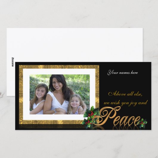 Holiday-fotokaart Vrede Feestdagenkaart (Voorkant / Achterkant)