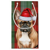 Holiday French Bulldog and Festive Plaid Christmas Klein Cadeauzakje (Achterkant)