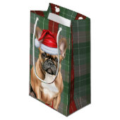 Holiday French Bulldog and Festive Plaid Christmas Klein Cadeauzakje (Voorkant Gekanteld)
