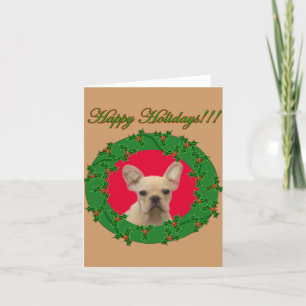 Holiday French Bulldog notecard Feestdagen Kaart