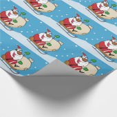 Holiday Fun Black Santa Claus Riding Sled Cadeaupapier (Hoek)