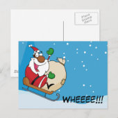 Holiday Fun Black Santa Claus Riding Sled Feestdagenkaart (Voorkant / Achterkant)