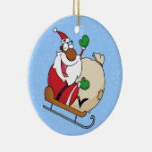 Holiday Fun Black Santa Claus Riding Sled Keramisch Ornament (Rechts)