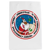 Holiday Fun Black Santa Claus Riding Sled Medium Cadeauzakje (Voorkant)