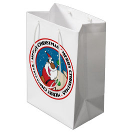 Holiday Fun Black Santa Claus Riding Sled Medium Cadeauzakje