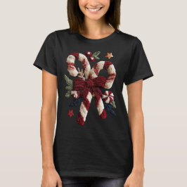 Holiday Fun - Candy Canes Faux Yarn T-shirt