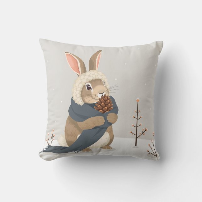 Holiday fun rabbit style winter wonder kussen (Voorkant)