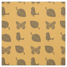 Holiday Garden Golden Leaf Butterfly Bird Stof