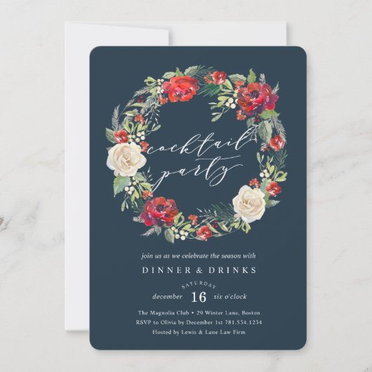 Holiday Garden krans Cocktail Party uitnodiging (Voorkant)