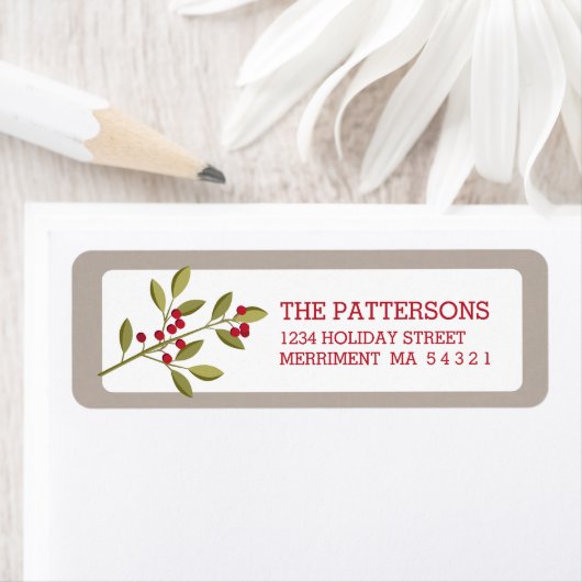 Holiday Garland Christmas Berry Adreslabel Etiket (Insitu)
