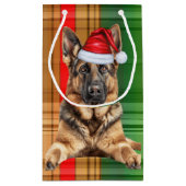 Holiday German Shepherd Dog and Plaid Christmas Klein Cadeauzakje (Achterkant)