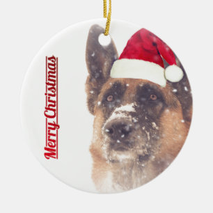 Holiday German Shepherd Foto Keramisch Ornament