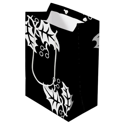 Holiday Gift Bag-Holly Medium Cadeauzakje (Voorkant Gekanteld)