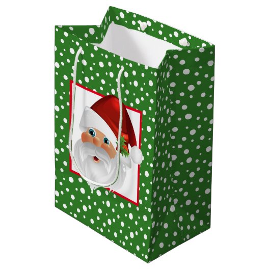 Holiday Gift Bag-Santa Medium Cadeauzakje (Voorkant Gekanteld)