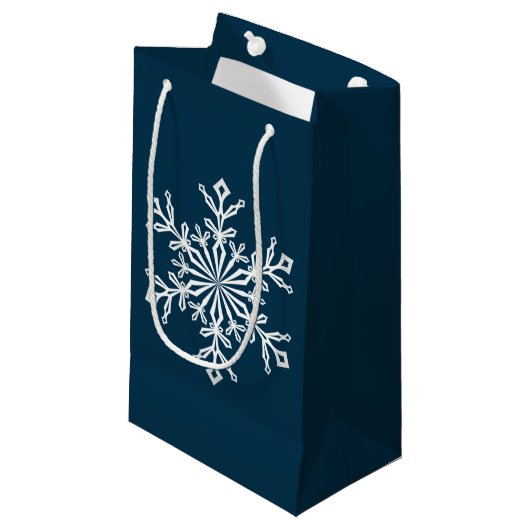 Holiday Gift Bag-Snowflake Klein Cadeauzakje (Voorkant Gekanteld)