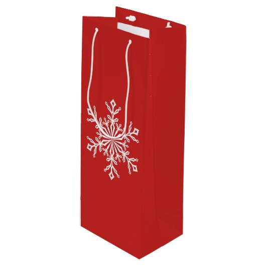 Holiday Gift Bag-Snowflake Wijn Cadeautas (Voorkant Gekanteld)