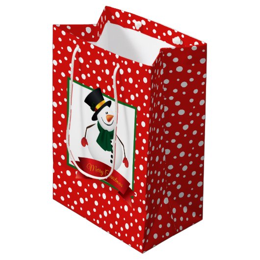 Holiday Gift Bag-Snowman Medium Cadeauzakje (Voorkant Gekanteld)