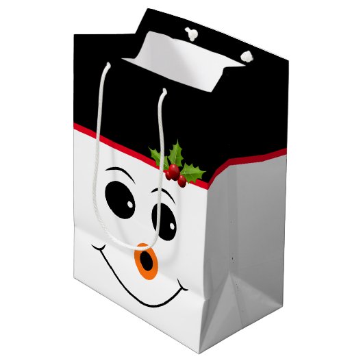 Holiday Gift Bag Snowman Medium Cadeauzakje (Voorkant Gekanteld)