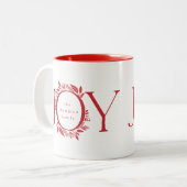 Holiday Gift Joy Wreated Kerstmis Rood op maat Tweekleurige Koffiemok (Voorkant links)