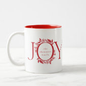 Holiday Gift Joy Wreated Kerstmis Rood op maat Tweekleurige Koffiemok (Links)