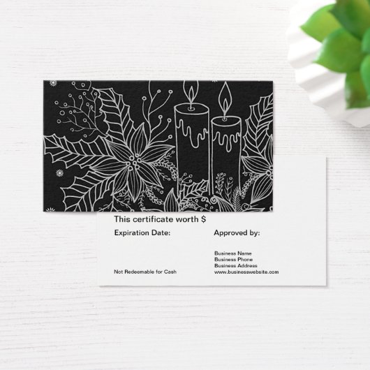 Holiday Gift Kaart Certificaat Eenvoudig Zwart Wit (Bureau)