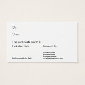 Holiday Gift Kaart Certificaat Eenvoudig Zwart Wit (Achterkant)
