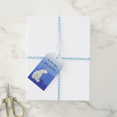 Holiday Gift Label - Blauw en Wit met Polar Beer Cadeaulabel (Met Touw)
