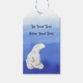 Holiday Gift Label - Blauw en Wit met Polar Beer Cadeaulabel (Voorkant)