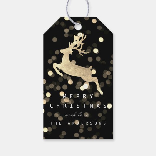 Holiday Gift Label Champaign Gold Reindeer Cadeaulabel (Voorkant)