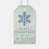 Holiday Gift Label Glitter Navy Silver Sneeuwvlokk Cadeaulabel (Voorkant)