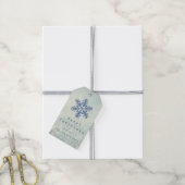 Holiday Gift Label Glitter Navy Silver Sneeuwvlokk Cadeaulabel (Met Touw)