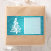 Holiday Gift Label Swirly Christmas Tree Blauw (Insitu)